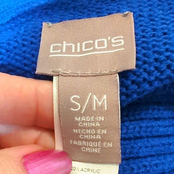 Chico's Poncho Royal Blue Size S/M - Picture 7 of 8
